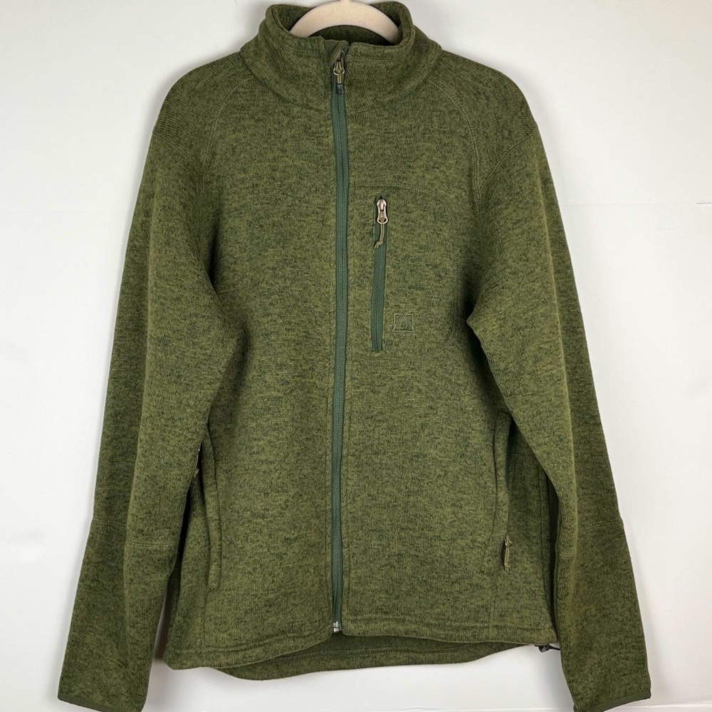 Avalanche Sweater Fleece Jacket Mens Size Med Olive Green Full Zip Thermal